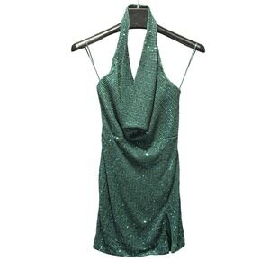 Size XS - FASHION NOVA Amara Sequin Mini Dress Green